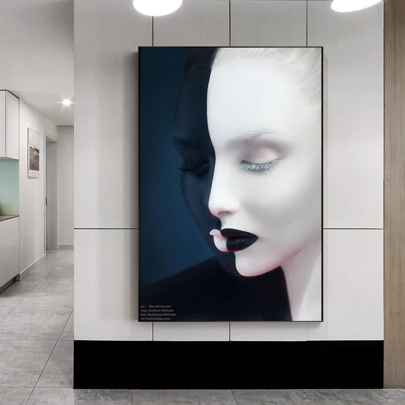 Retro Black White Woman Portrait Abstract Canvas Painting Wall Art Picture and Prints Workart Posters for Bedroom Home Decora | Дом и сад