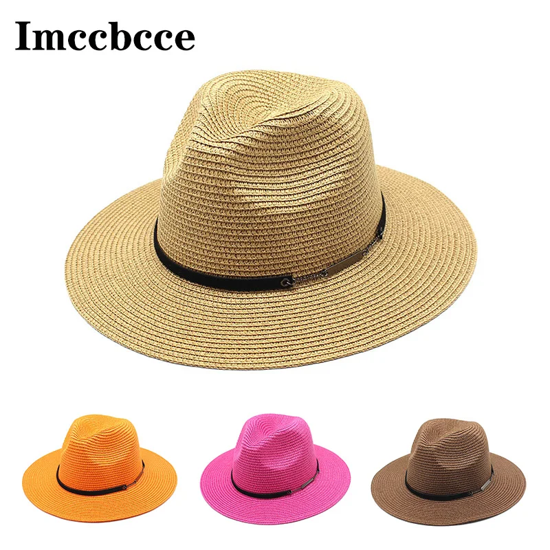 

2021 Casual Panama Hat Summer Sun Hats for Women Man Beach Straw Hat for Men Outdoor UV Protection Cap Chapeau Femme Versatile