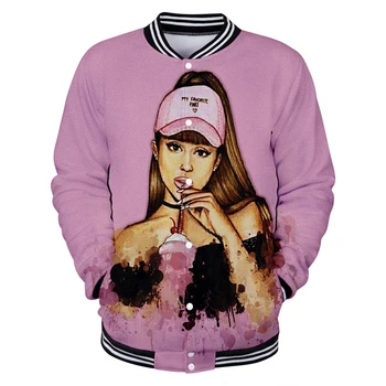 

New Ariana Jackets Coats Baseball Uniform Women Leisure Sweatshirt Student Hot Boy/Girl Ariana Grande Print Baseball Jackets
