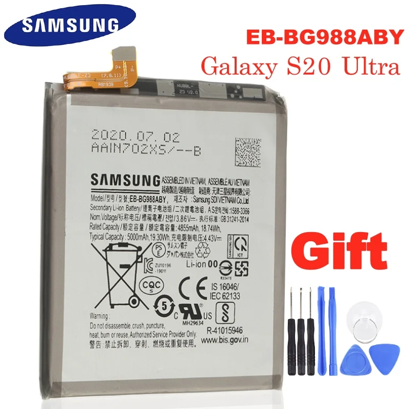 Samsung 100% оригинальная запасная батарея для телефона Galaxy S20 Ultra S20Ultra S20U 5000 мАч|Аккумуляторы мобильных