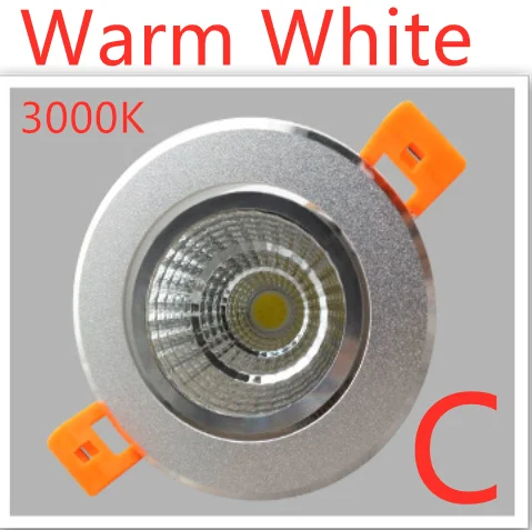 Светодиодный светильник с регулируемой яркостью COB потолочные точечные светильники 3 Вт 5 Вт 7 Вт 12 Вт 15 Вт 20 Вт 30 Вт Светодиодный светильник для спальни, кухни, внутреннего потолка, встраиваемый светильник - Испускаемый цвет: C-----Warm White