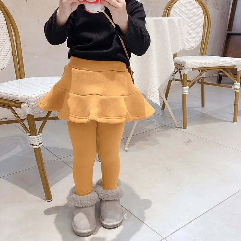 yellow Новые модные леггинсы для девочек; юбка; брюки для девочек; детские брюки; хлопковые обтягивающие детские леггинсы с юбкой; LZ699 - Цвет: yellow