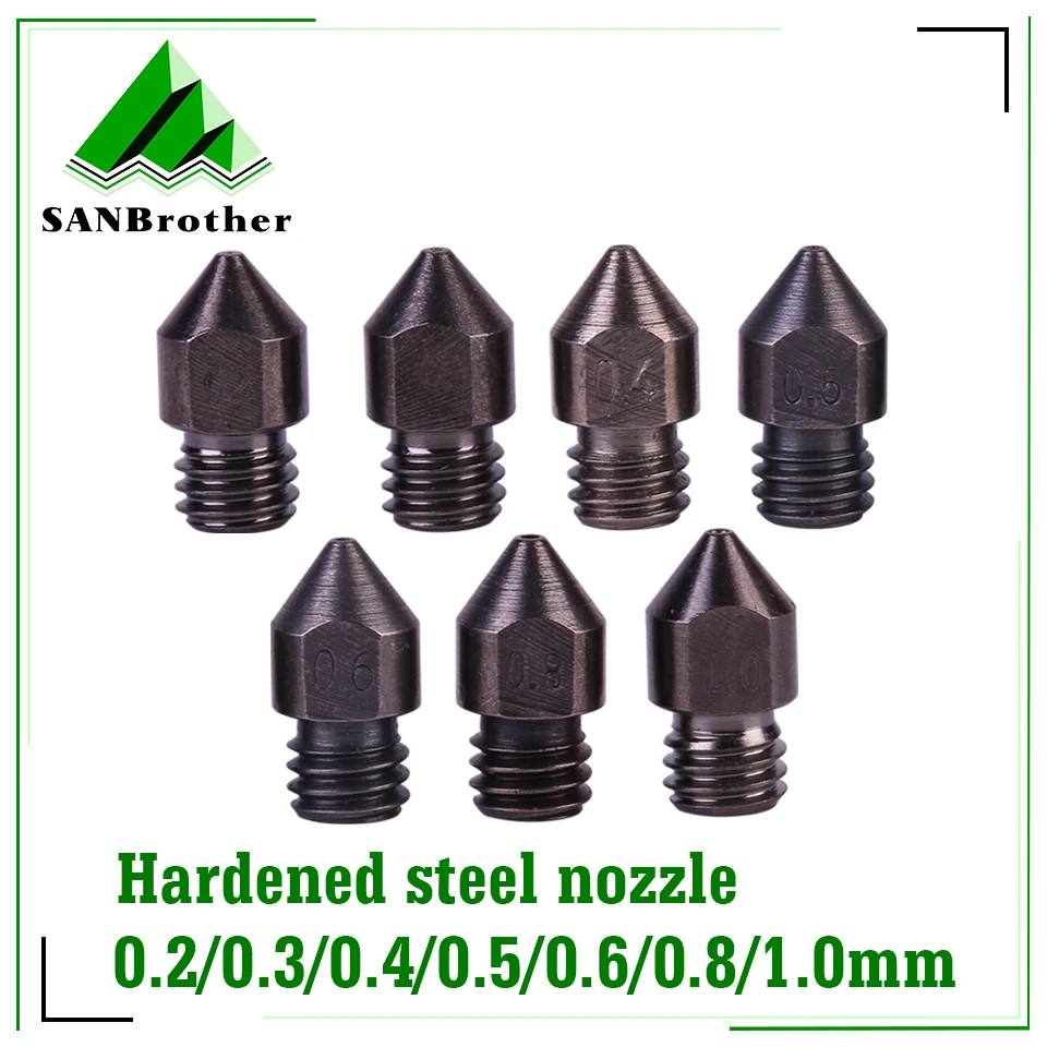 MK7 MK8 Nozzle Super Hard Steel Mold Corrosion-Resistant Extruder Threaded 1.75mm 0.2/0.4mm 3D Printer for Ender 3 Sapphire Pro 3d printer parts mk7 mk8 steel mold super hard nozzle m6 threaded corrosion resistant 1 75mm for ender 3 cr10 ender 3 pro