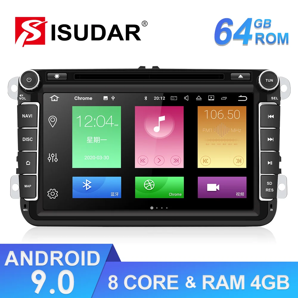 Isudar автомобильный мультимедийный плеер GPS Android 9 2 Din для VW/Volkswagen/POLO/PASSAT/Golf радио