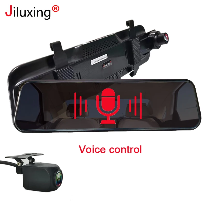 

Jiluxing 10" Voice control Car DVR Front 1080P+Rear 1080P Car cameras mirror Dual Lens Dash cam Auto Video Recorder Night vision