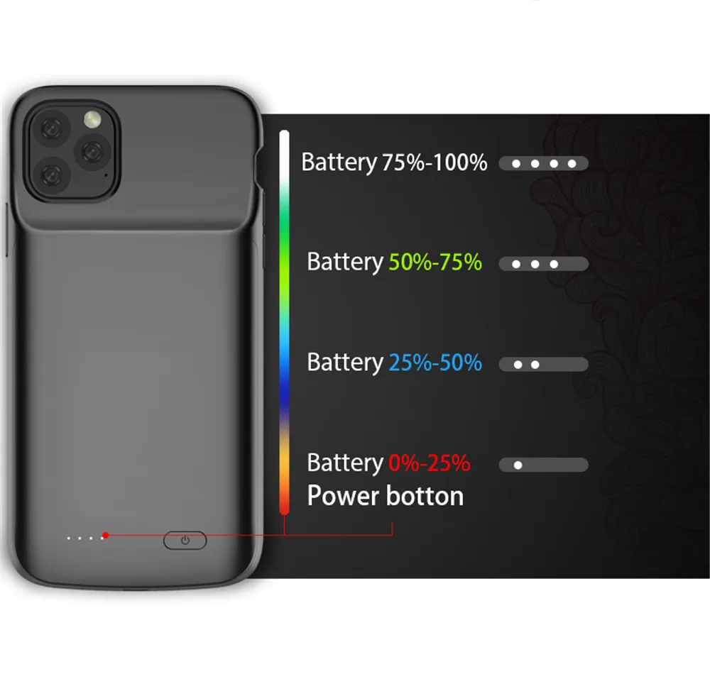 4800/5000 мАч чехол для аккумулятора для iphone 11 Pro Max Внешний чехол для зарядного устройства для iphone 11 power Bank Charing чехол