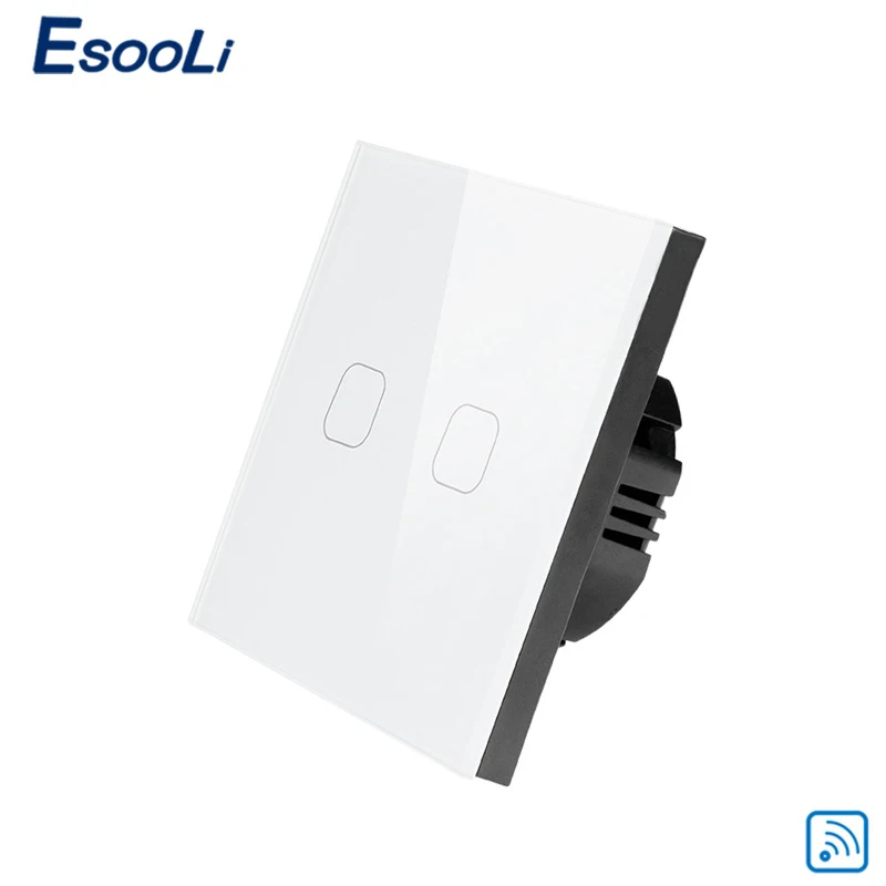Esooli Hot sale smart home Remote Control Light Switch 220v Crystal glass panel wall touch switch 2 gang | Обустройство дома