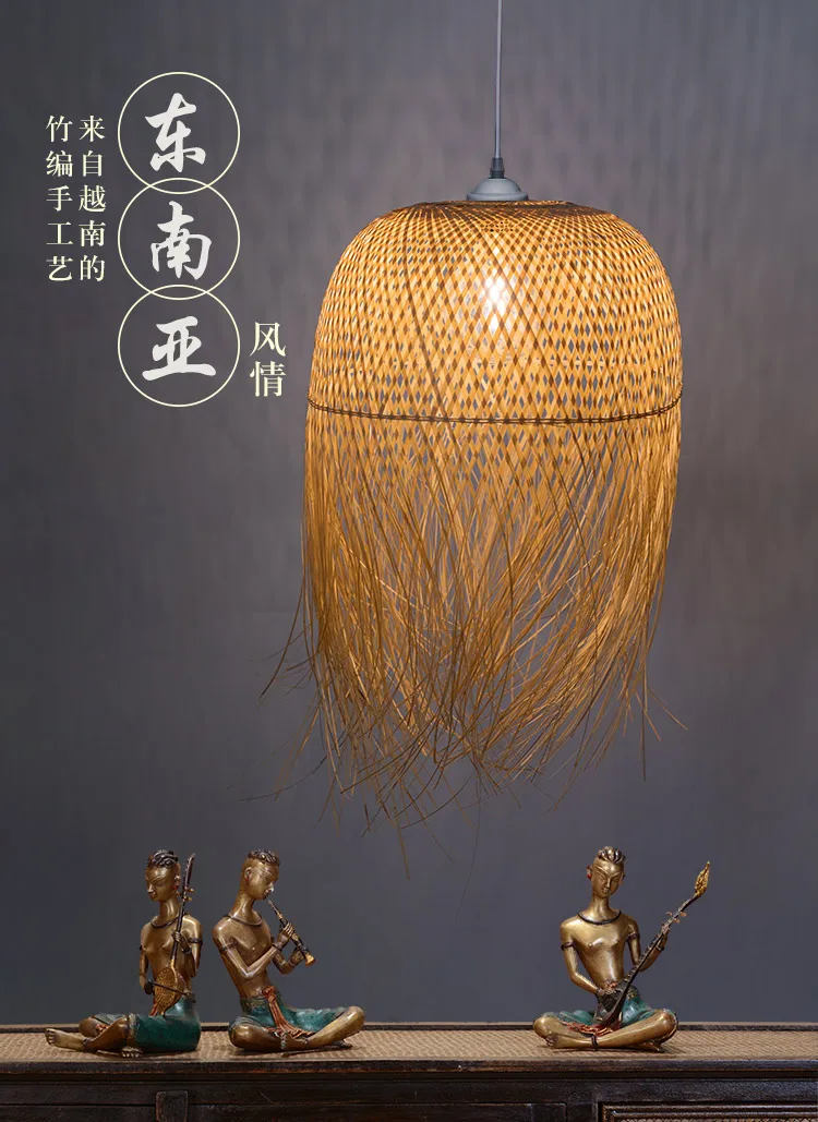 Китайский Подвесная лампа под бамбук Led Висячие лампы для Домашний Светильник дизайн японский подвесной Лофт подвесной блеск подвесные крепления