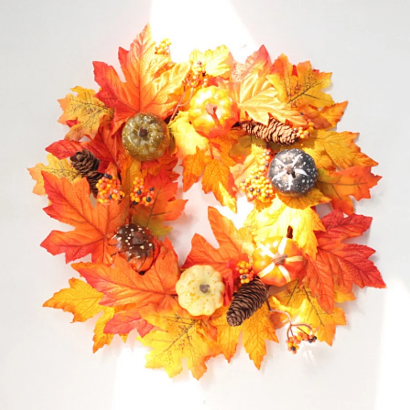 

1PC Thanksgiving Harvest Wreath Xmas Home Decor Wreath Christmas Wreath Crafts Happy Christmas Decoration New Year's Garland