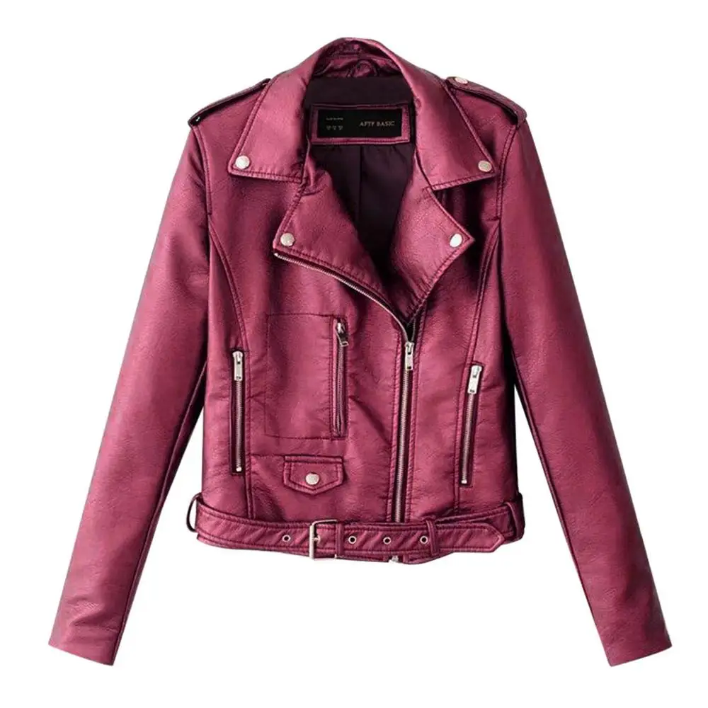 Новое поступление, женские осенне-зимние куртки из искусственной кожи, женская модная матовая мотоциклетная куртка с отворотом, Байкерская мягкая верхняя одежда