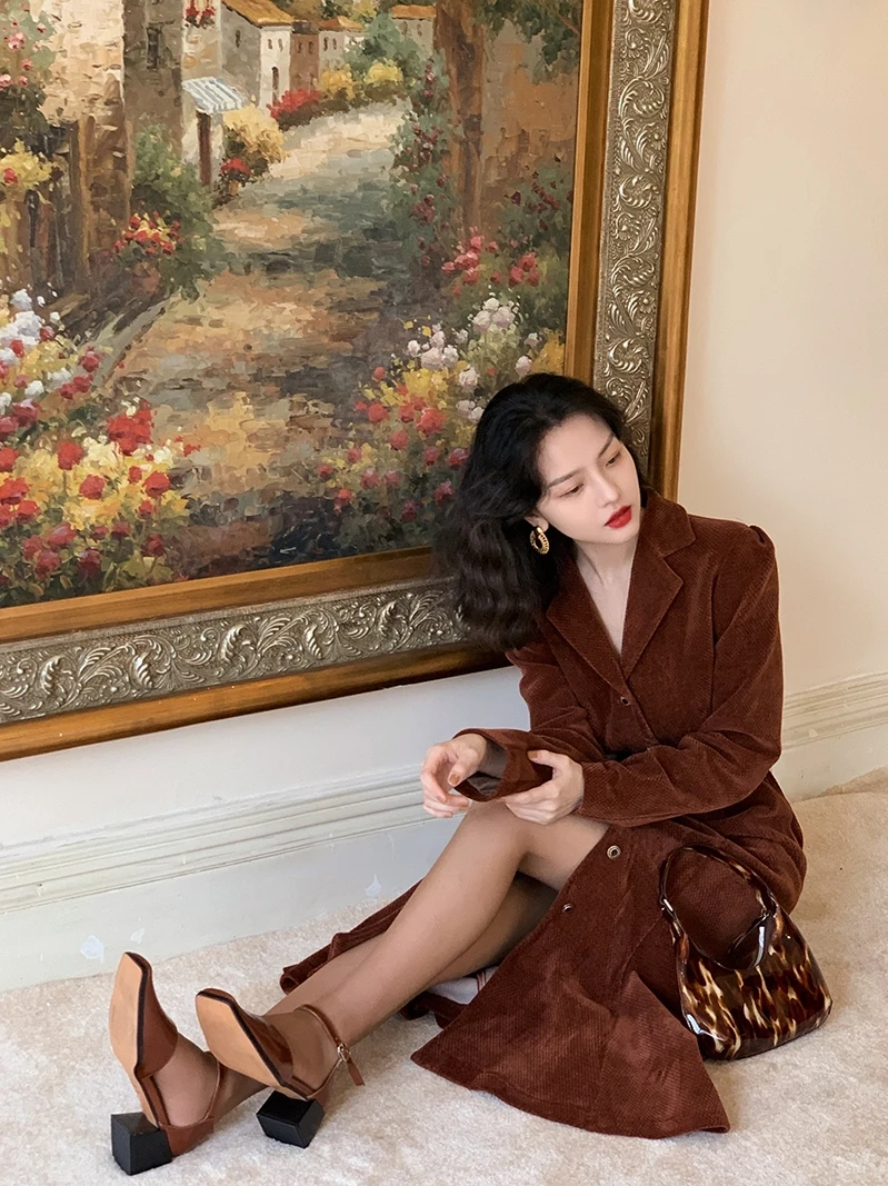 Port wine afternoon wind restoring ancient ways is the new winter snow Neil thickening dress waist knee-high fishtail skirt to s