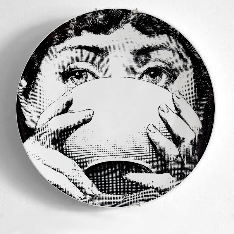 32 10-дюймовая шпилька для Fornasetti таблички для дома украшения Рождественские украшения для ужина пластина декоративная настенная посуда черный, белый цвет настенные тарелки - Цвет: 32