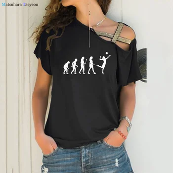 

Funny Evolution Volleyballer Print Tshirt Women Novelty Fashion T Shirts Women Summer Casual Short Sleeve Tops Women 2020