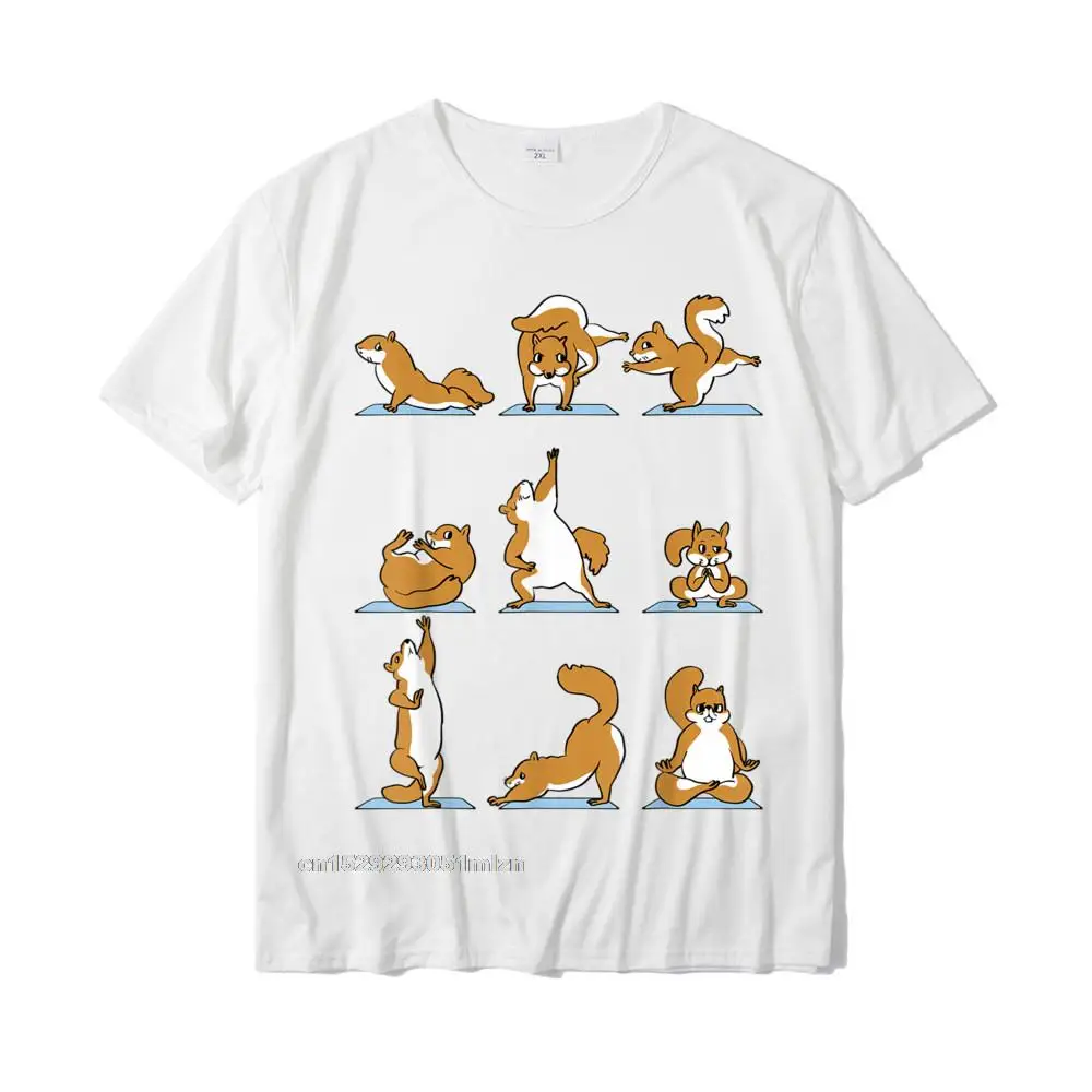 Male Latest Printed On Tops Tees Round Collar Summer 100% Cotton T-shirts Design Short Sleeve Squirrel Yoga T-Shirt__3670 Tees Squirrel Yoga T-Shirt__3670 white