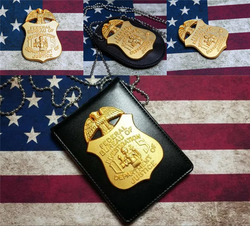 

New Leather Universal Badgeholder Police Detective Badge Holder with Chain & Clip for Men Gift Cosplay Collection Props Gift