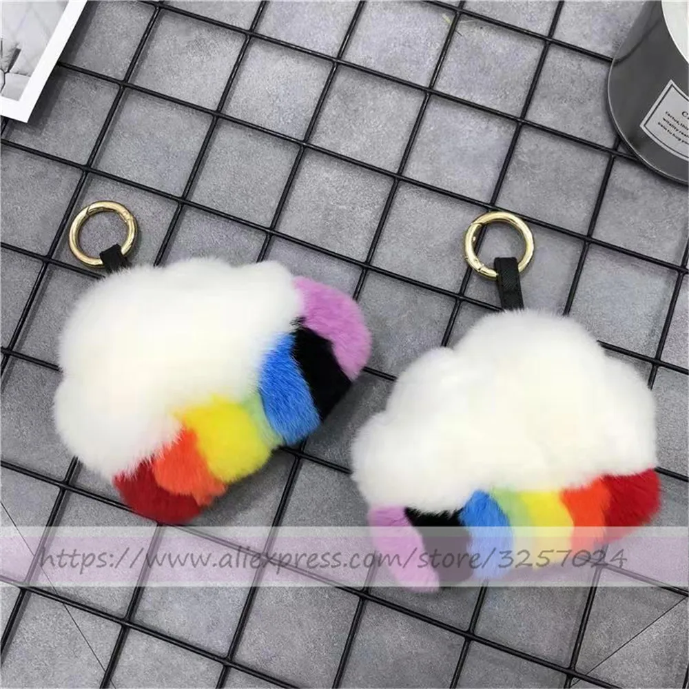 Брелок Magicfur-Fur Cloud Настоящий мех кролика Pom Ball Сумочка с брелоком Шарм брелок-Подвеска Аксессуары