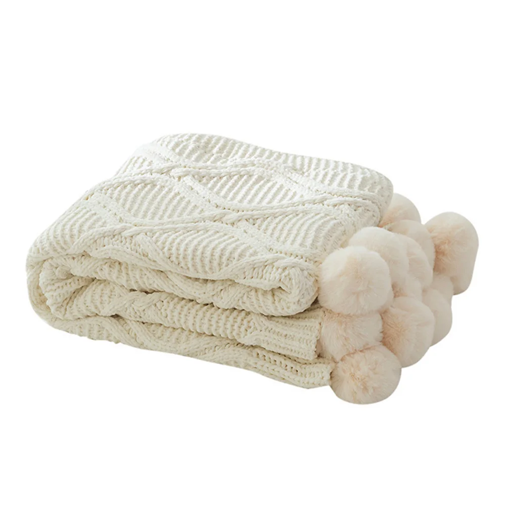 130x160cm Chenille Room Couch Skin Friendly Cover Throw Blanket Hairball Bed Cute Soft Knitted Office Lounge