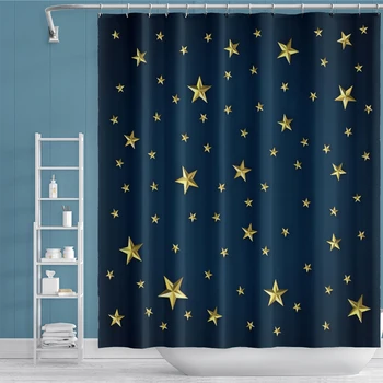 

Cassisy Fashion Star Shower Curtains Moon Sun Music Symbol Feet Waterproof Mildew Resistant Fabric Cloth Decor Bathroom Decor