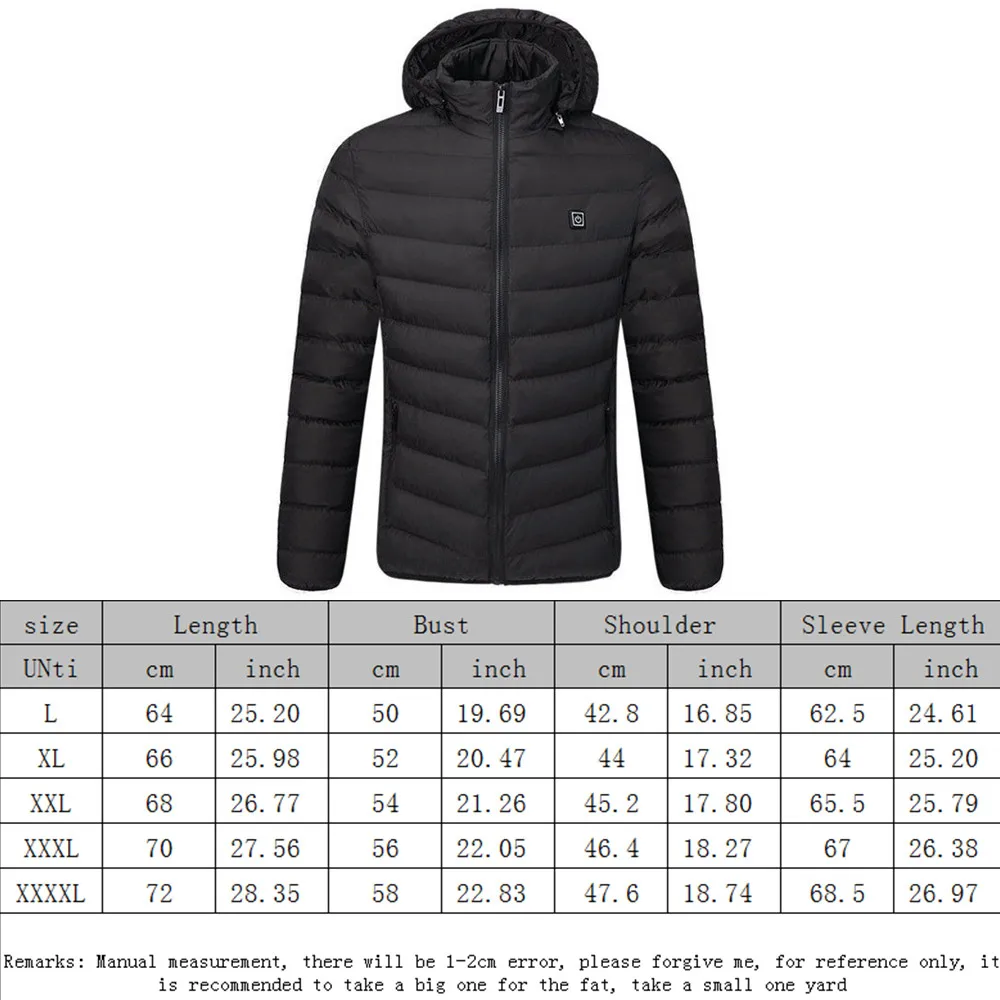 USB Heated Coat Electric Battery Hoodie Jacket Intelligent Washable Temperature Ajustable Electric Vest Heated Windproof