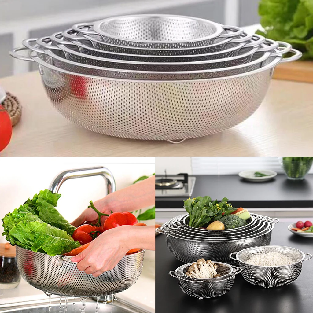 Stainless Steel Fine Mesh Strainer Colander Rice Vegetable Sieve Kitchen Supplies