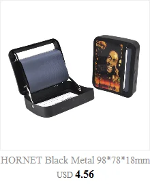 Черный металлический чехол для машины HORNET, чехол для хранения 70 мм, бумажный ролик для сигарет, табак с наклейкой