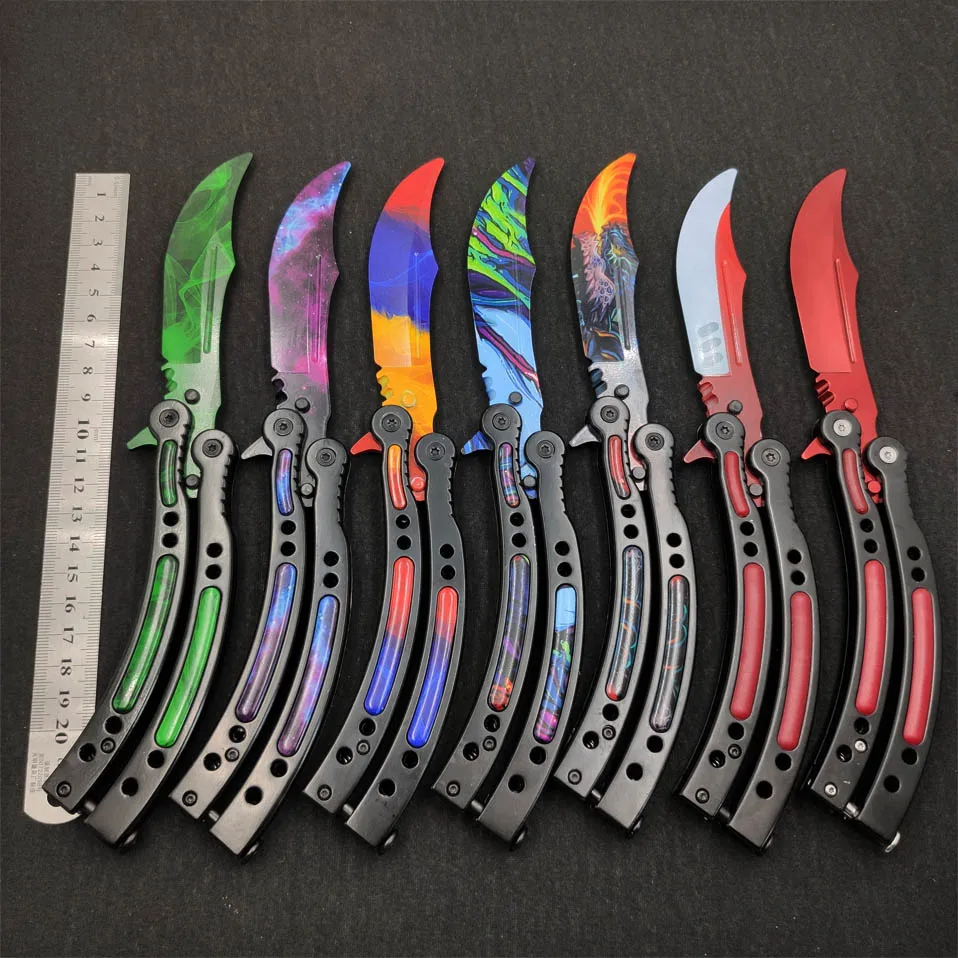 CS GO бабочка в ноже бабочка тренировочный нож из нержавеющей стали Karambit складной нож Лезвие подарок+ отвертка много стилей