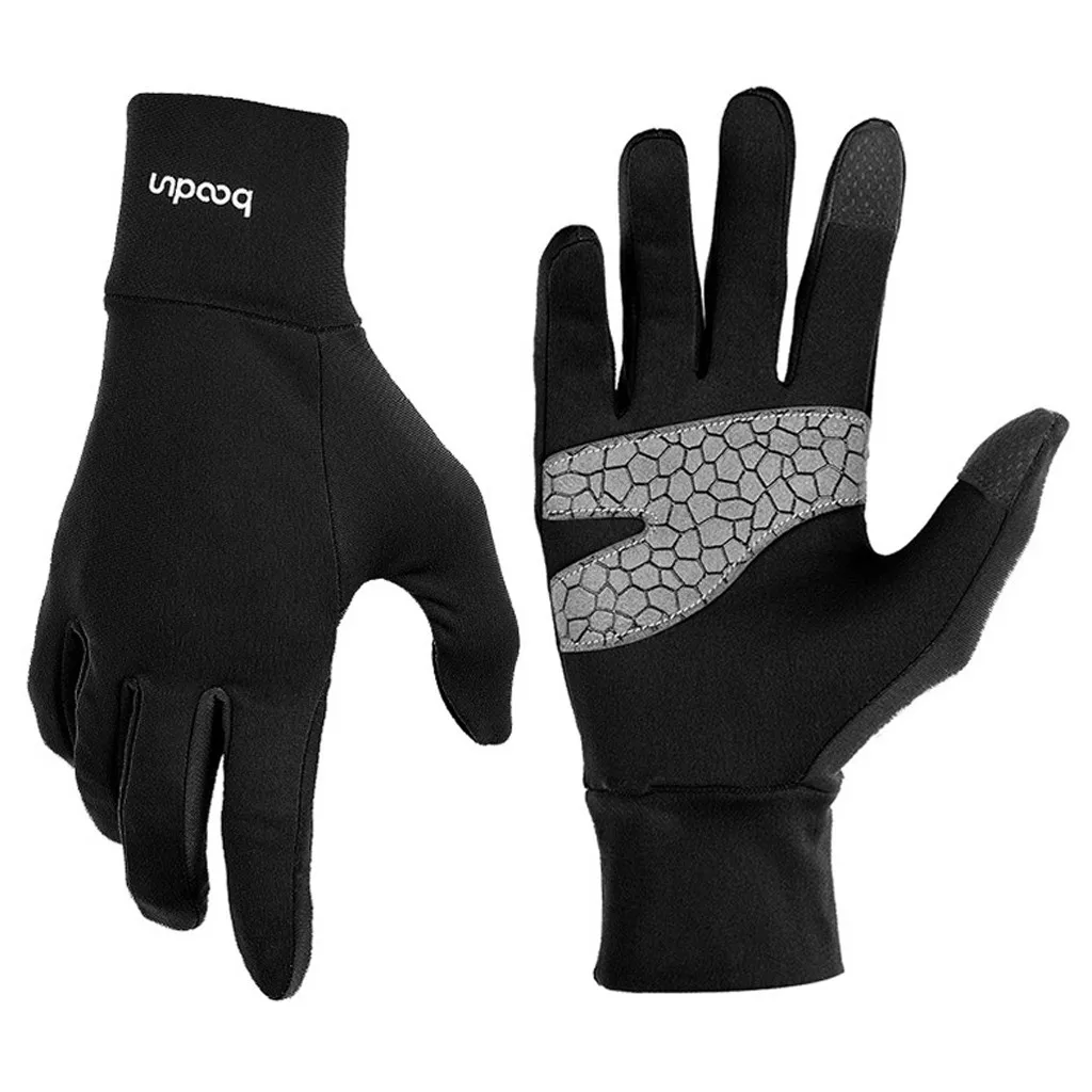BK Unisex Touchscreen Winter Thermal Warm Cycling Bicycle Bike Ski Outdoor Camping Hiking Motorcycle Gloves Sports Full FingerA1021 - Цвет: BK