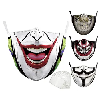 

Cosplayer Anime Face Mask 3D Printing Fabric Mask PM 2.5 Protective 5 layers Filter Mouth-Muffle Anti Dust Reusable mascarillas