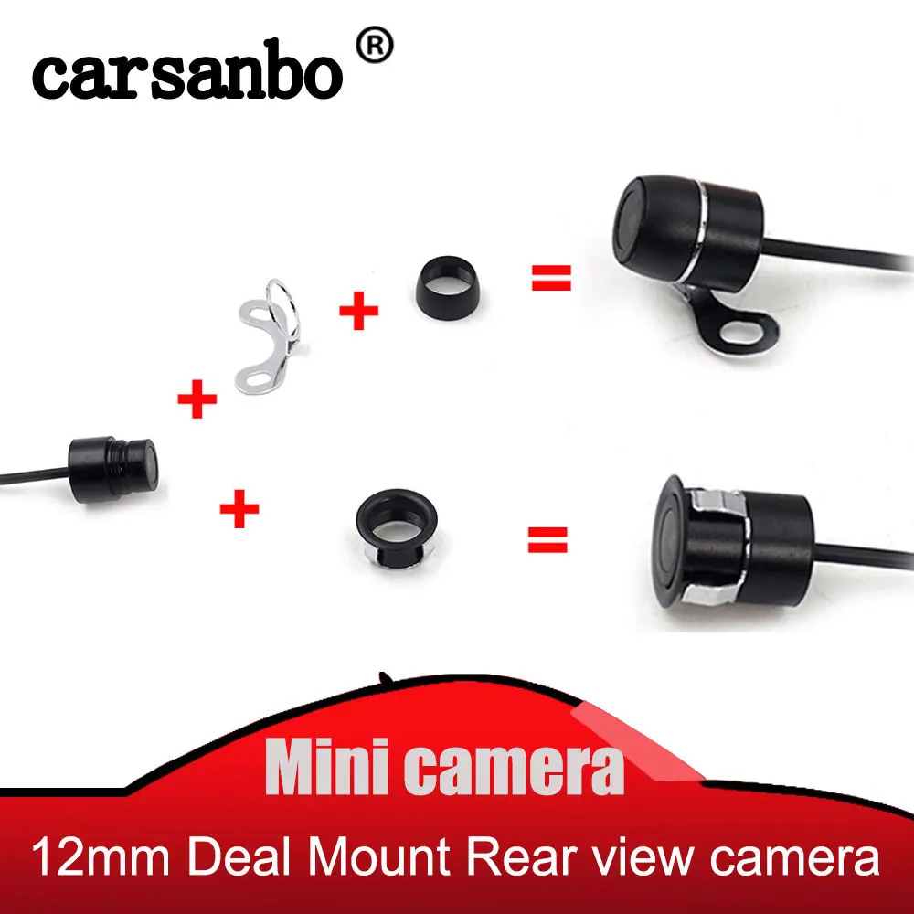 

Carsanbo Universal 12mm Mini Car Rear view camera Auto Parking Reverse camera Night vision Waterproof backup cam Reference line