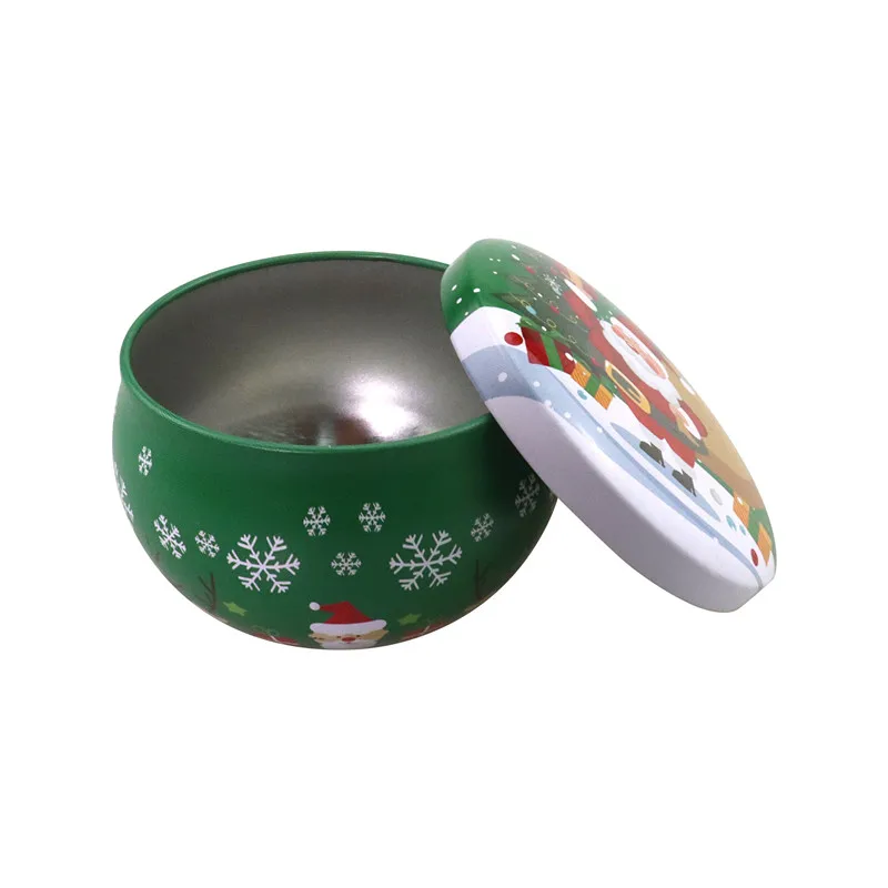 4 Pcs Small Tin Box Christmas Gifts Candy Box Party Decoration Metal Candle Jar with Lid 2.2OZ Handmade Candles Making Container