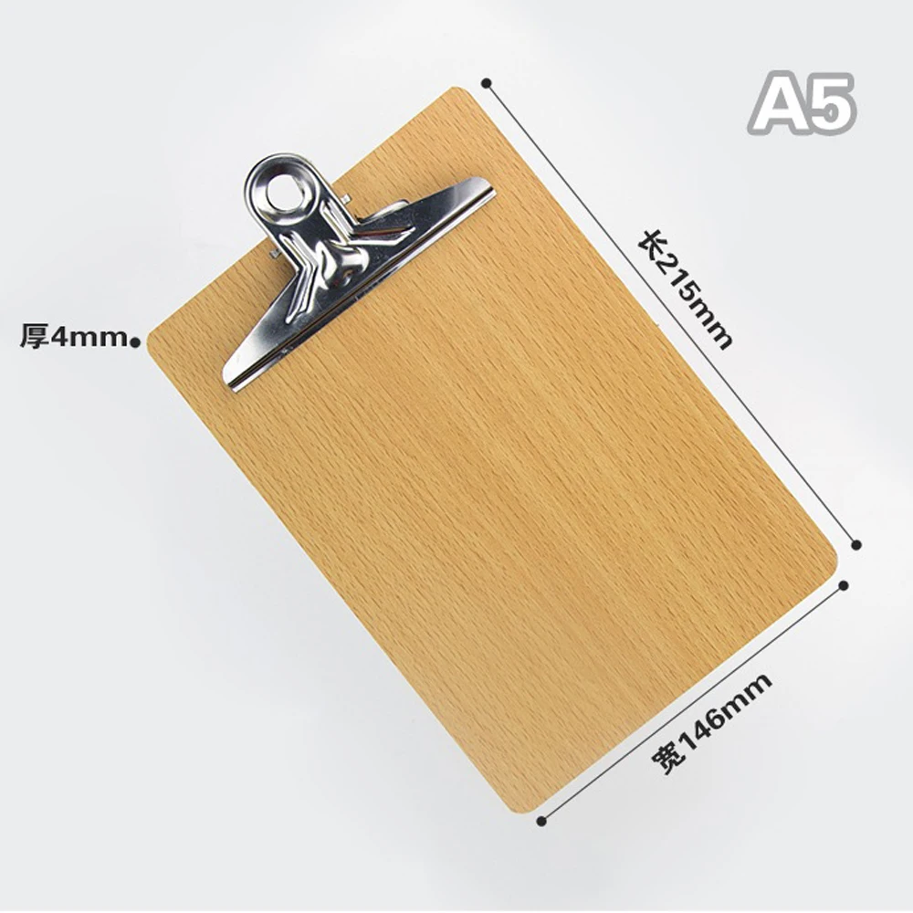 

5PCS Environmentally Friendly and Durable A5 Writing Notebook Folder 32K Wood Board Clip Pad Plate Office Supplies Stationery