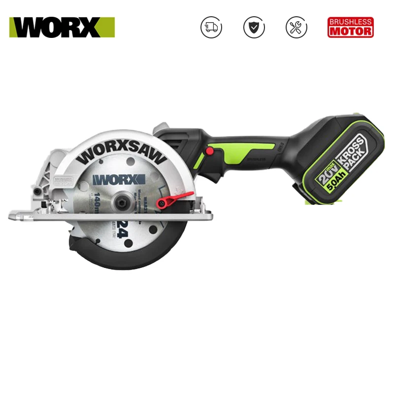Worx Professional Tool WU535 Brushless Motor 140MM Cordless Circular Saw 45 /90 Degree cutting Powershar Battery 4Ah | Инструменты