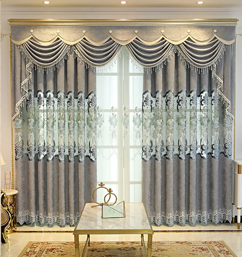 Серый полый занавес, вышитый вышивкой, Европейский цветочный узор, занавески для французского окна для гостиной, тюль, для кухни, постельное белье M118#4