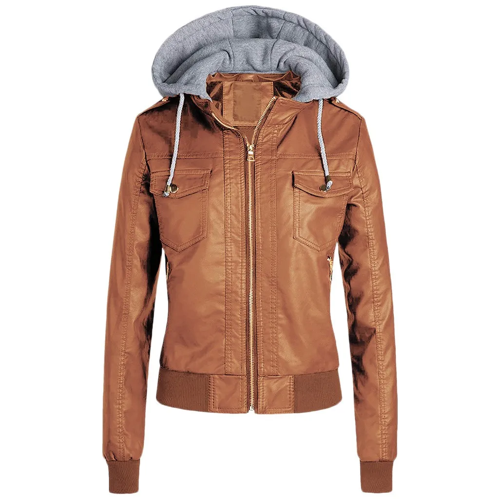 Готическая куртка из искусственной кожи женские толстовки зима осень мотоциклетная куртка черная верхняя одежда искусственная кожа полиуретан куртка пальто# G30