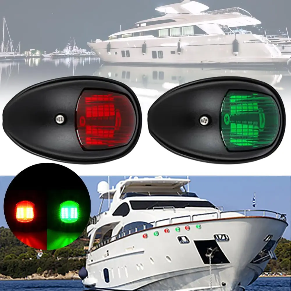 

2Pcs ABS 12V 40LED Navigation Light Boat Marine Indicator Spot Light Signal Lamp Red and Green Bow Lights Deck Mount