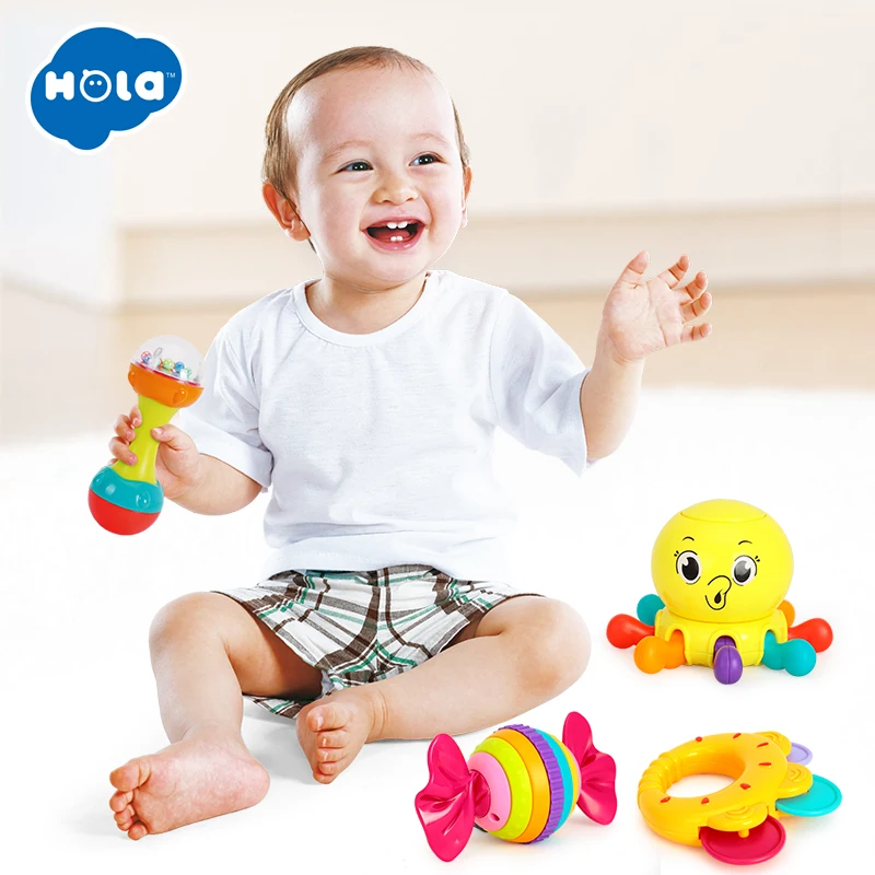 

3PCS/Lot Baby Toys Bell Ball Geometric Shape Plastic Rolling Ball and Baby Rattle Learning Educational Toys 0-12 Months