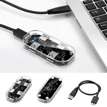 OULLX usb-хаб 4 порта USB3.0 прозрачный адаптер сплиттер поддержка внешний блок питания Micro USB для настольных ноутбуков Аксессуары