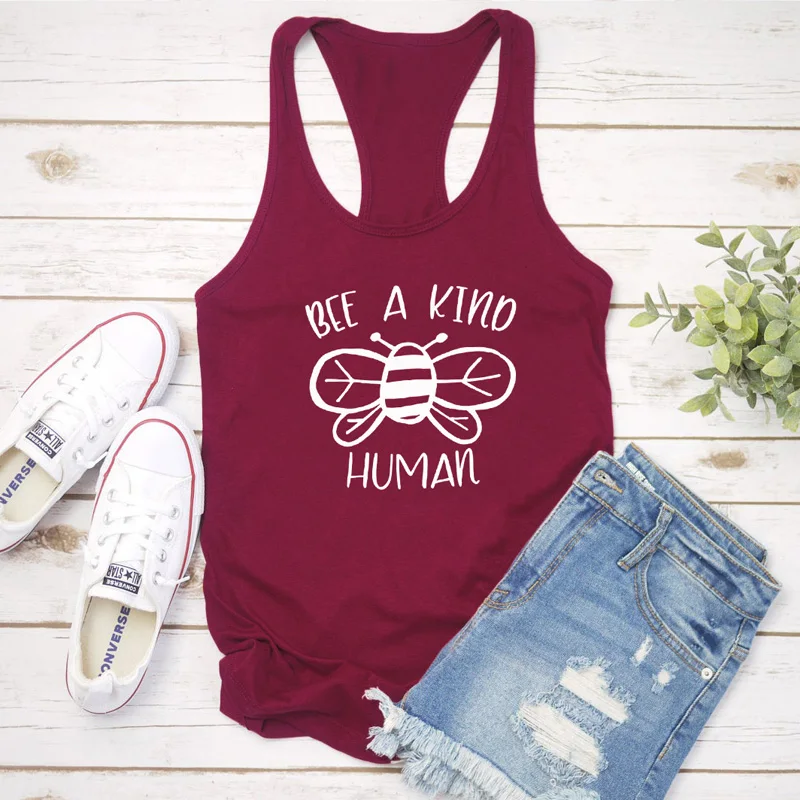 Жилет Bee A kind Human kind ness, модные безрукавки, женские забавные майки с рисунком, летние вдохновляющие рубашки без рукавов