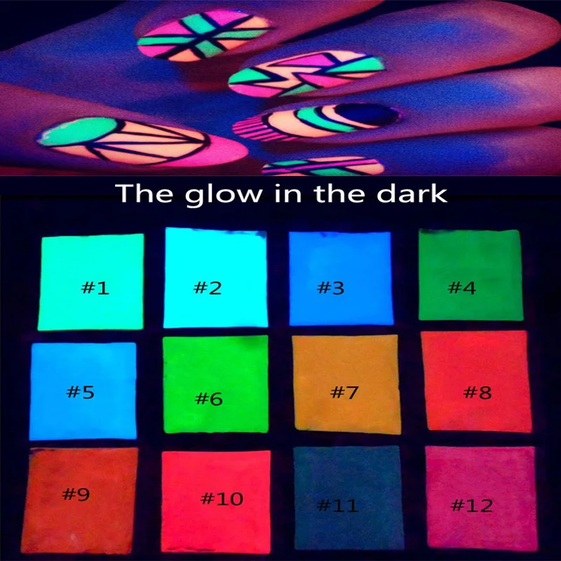 

1 Bag 10g Nail Glitter Fluorescent Powder Glow in The Dark Powder Luminous Pigment Fluorescent Nail Glitter Powder Dust FD48
