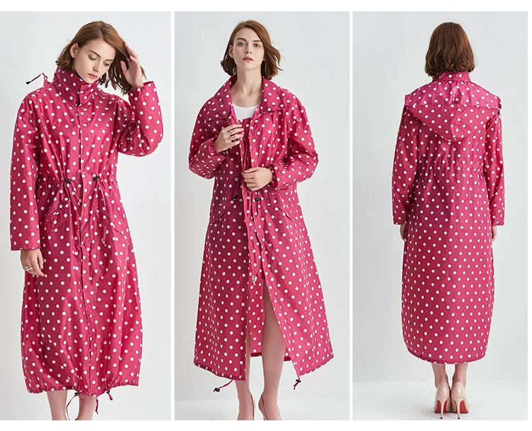 Couleur Pois rouges taille XL Manteau de pluie Long, imperméable, coupe