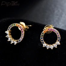 Pipitree простые Мини Круглые серьги с CZ циркониевые камни золотого цвета женские серьги Модные ювелирные изделия подарок на день рождения