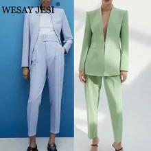 Aliexpress - WESAY JESI Za Fashion Office Women Suits & Long Pants Suits New Simple Slim Chic Women Suits Casual Chic Street Youth Suit Women