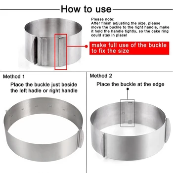 

2Pcs Adjustable Mousse Rings Round Square Cake Mold Stainless Steel Baking Tool Kitchen Dessert Cake Decorating Tools Moulds New