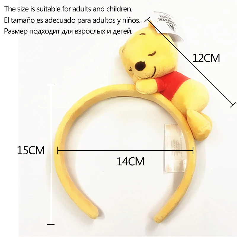 Disney 3D Sleeping Plush Doll Headband Cute Cartoon Dumbo Stitch Alien Headwear Girl Cosplay Kid Soft Original Mickey Minnie Ear