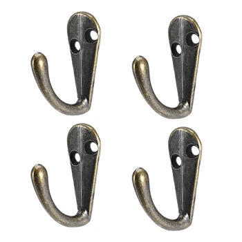 

uxcell Uxcell 2/4/5/10/16/20 Pcs Wall Mounted Hook Robe Hooks Retro Style Single Clothes Hanger, Zinc Alloy, Bronze Tone