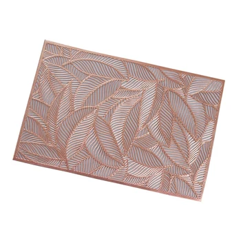 

Leaf Placemat High-End Hotel Restaurant Bronzing Insulation Coffee Placemat Decoration Table Mat Rose Gold