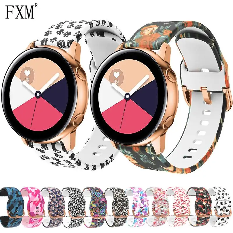 

20mm Watchband for Samsung Galaxy Printing Silicone Gear S2 Garmin Amazfit Correa Bracelet Band Sport Strap Watch Active 42mm