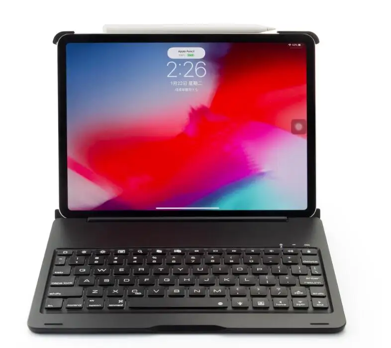 black Беспроводной Bluetooth клавиатура чехол для iPad Pro 11 дюймов с Красочная светодиодная подсветка - Цвет: black
