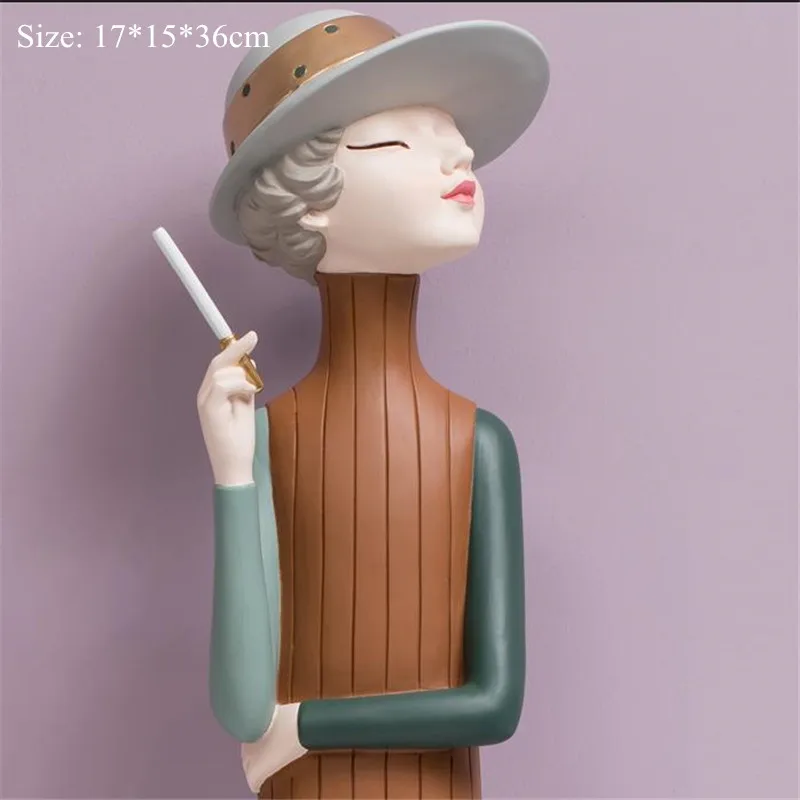 [HHT] Nordic Style Resin Crafts Statue Ornaments Modern Girl Bow Girls Home Decoration Living Room Furnishings Housewarming Gift