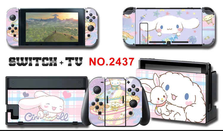 1set New Cute Anime Full Body Sticker for NS Switch Protective Cover Skin Colorful Art for Game Console Joy-Con Controller Decor